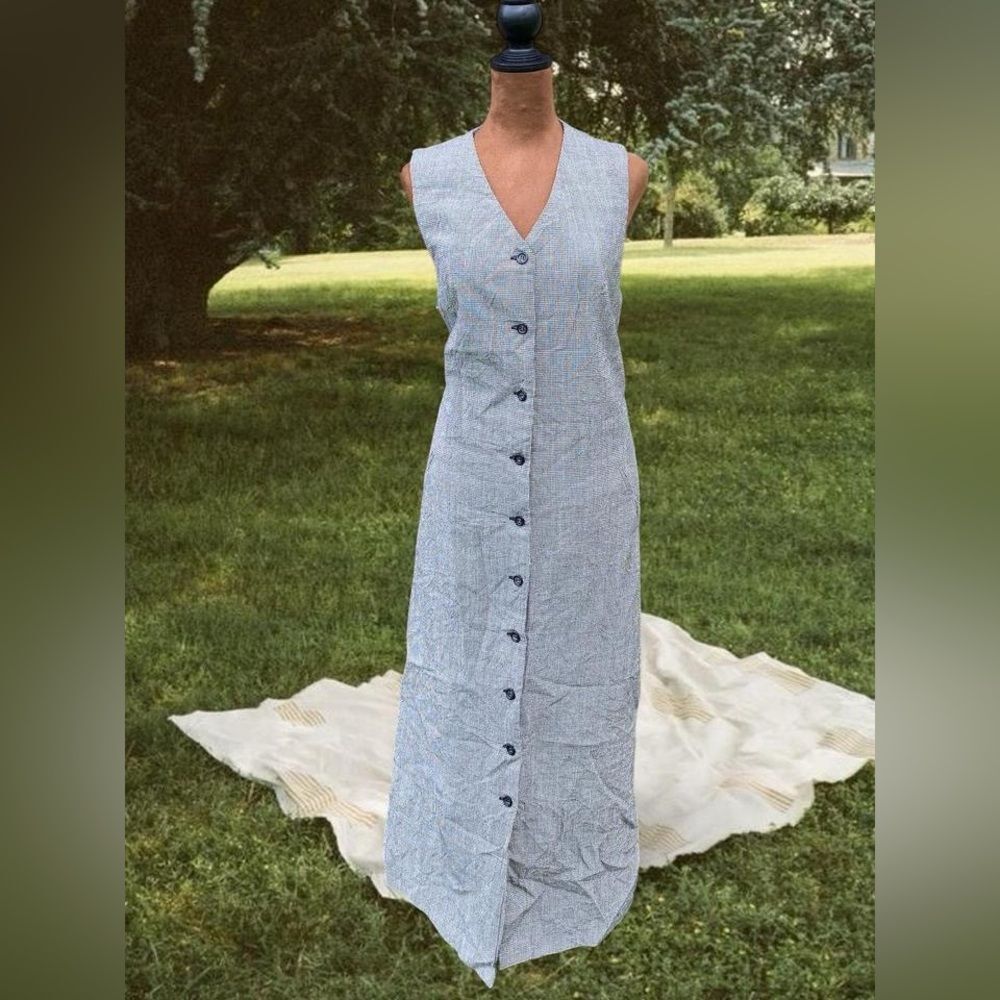 Vintage Twee Heritage Houndstooth Wool Maxi Dress:Dark Academia Quiet Luxury